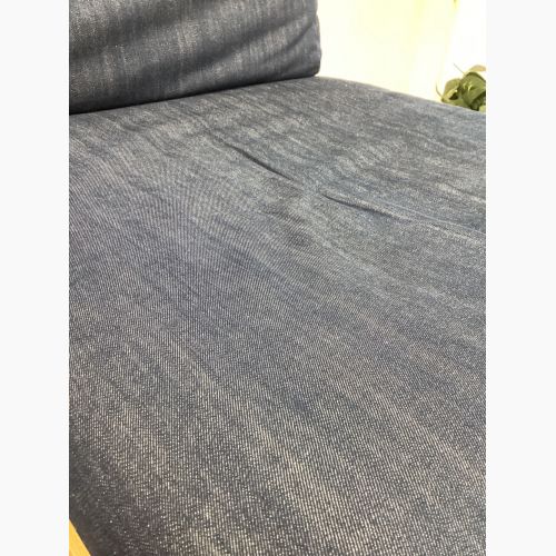 無印良品 (ムジルシリョウヒン) チェア ネイビー×ナチュラル  ソファチェア オーク材突板 リビングでもダイニングでもつかえるソファチェア