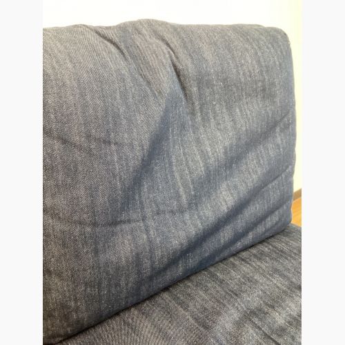 無印良品 (ムジルシリョウヒン) チェア ネイビー×ナチュラル  ソファチェア オーク材突板 リビングでもダイニングでもつかえるソファチェア