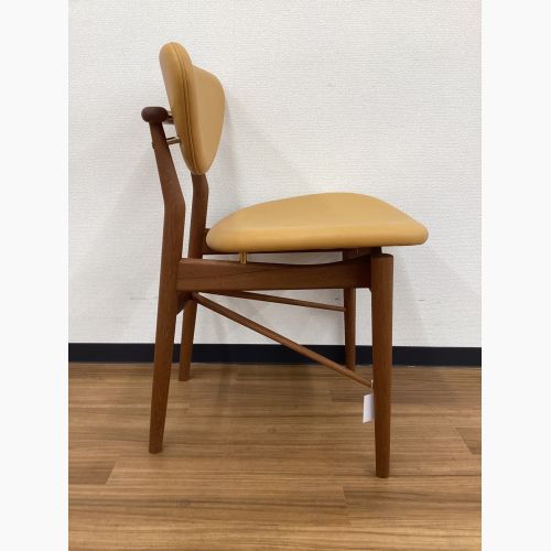 OneCollection (ワンコレクション) ダイニングチェアー オレンジ×ブラウン デンマーク製 北欧デザイン レザー×チーク 108 Chair FINN JUHL