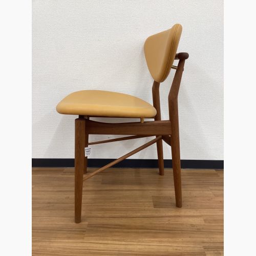 OneCollection (ワンコレクション) ダイニングチェアー オレンジ×ブラウン デンマーク製 北欧デザイン レザー×チーク 108 Chair FINN JUHL