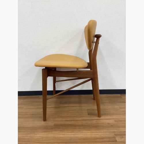 OneCollection (ワンコレクション) ダイニングチェアー オレンジ×ブラウン デンマーク製 北欧デザイン レザー×チーク 108 Chair FINN JUHL