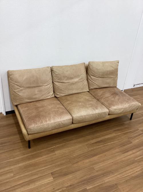 UNICO (ウニコ) 3人掛けソファー ブラウン 総革×アイアン HOXTON 幅179.5㎝