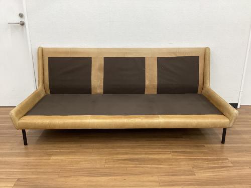 UNICO (ウニコ) 3人掛けソファー ブラウン 総革×アイアン HOXTON 幅179.5㎝