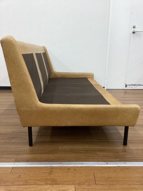 UNICO (ウニコ) 3人掛けソファー ブラウン 総革×アイアン HOXTON 幅179.5㎝