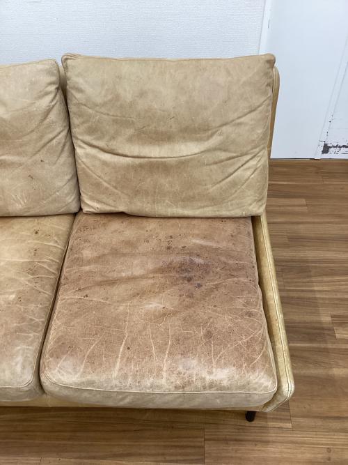 UNICO (ウニコ) 3人掛けソファー ブラウン 総革×アイアン HOXTON 幅179.5㎝