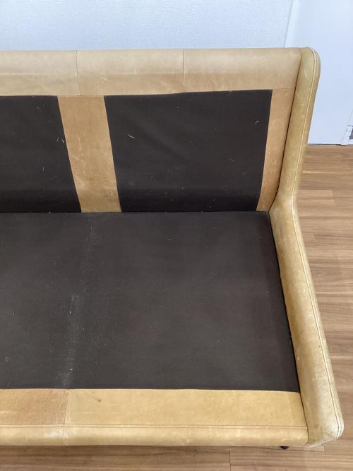 UNICO (ウニコ) 3人掛けソファー ブラウン 総革×アイアン HOXTON 幅179.5㎝