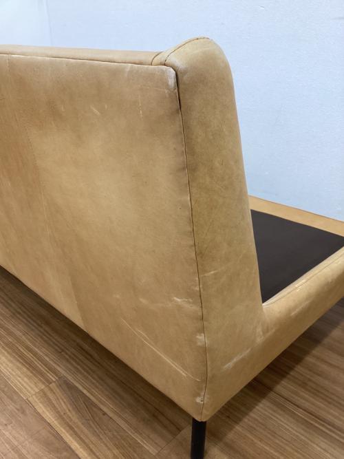 UNICO (ウニコ) 3人掛けソファー ブラウン 総革×アイアン HOXTON 幅179.5㎝