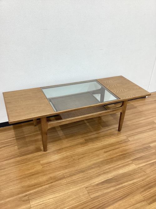 NOR (ノル) ローテーブル ライトブラウン ガラス天板 オーク材×籐×ガラス CANARIS COFFEE TABLE(廃盤品) 幅137㎝