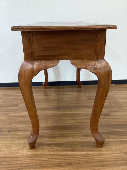 コンソールデスク ブラウン アンティークデザイン　引出し付 天板などシミ・ヒビ割れあり