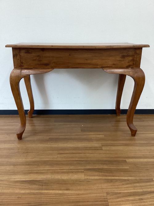 コンソールデスク ブラウン アンティークデザイン　引出し付 天板などシミ・ヒビ割れあり