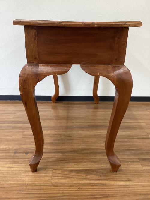 コンソールデスク ブラウン アンティークデザイン　引出し付 天板などシミ・ヒビ割れあり