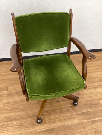 karimoku (カリモク) デスクチェア 肘付 XC0400GK コロニアル ブナ材×ファブリック モケットグリーン ブラウン×グリーン