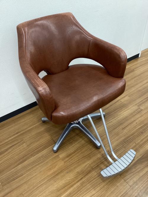 チェア ポンプ式昇降 バーバーチェア ブラウン