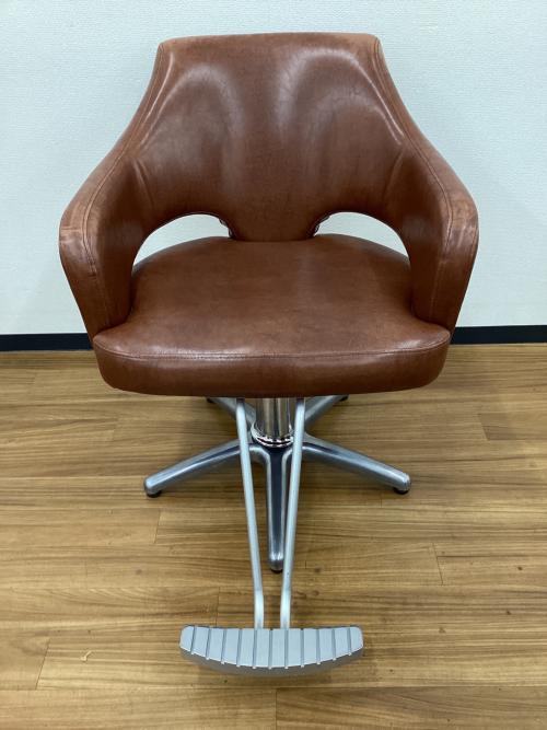 チェア ポンプ式昇降 バーバーチェア ブラウン