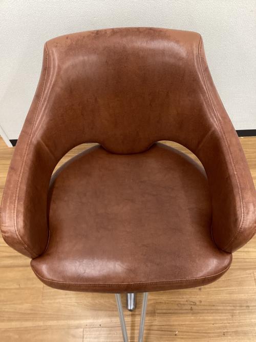 チェア ポンプ式昇降 バーバーチェア ブラウン