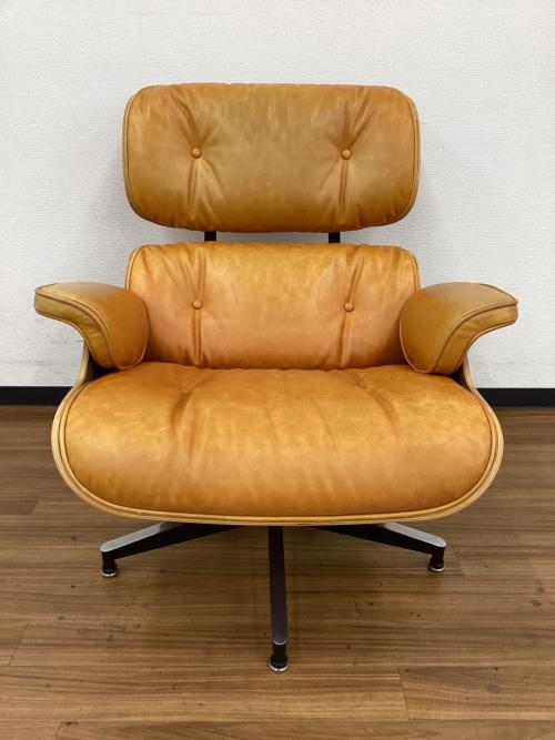 ラウンジチェアー ブラウン リプロダクト品 オットマン付 レザー