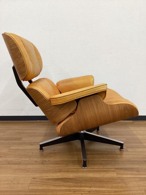 ラウンジチェアー ブラウン リプロダクト品 オットマン付 レザー