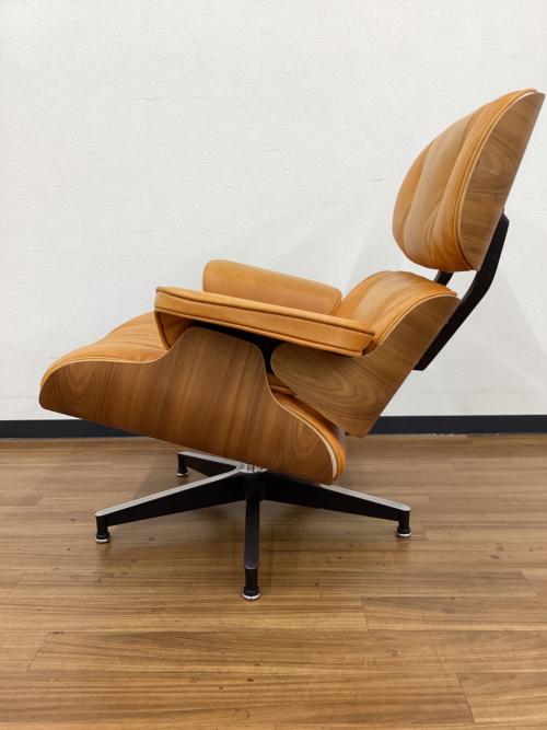 ラウンジチェアー ブラウン リプロダクト品 オットマン付 レザー