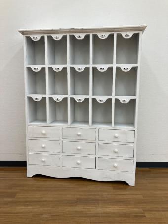 キャビネット アンティーク風家具 ビンテージ加工 ホワイト NUMBERS CABINET