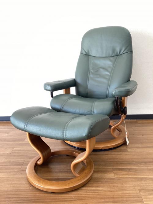 Ekornes (エコーネス) リクライニングチェアー オットマン付 グリーン ストレスレス コンサル