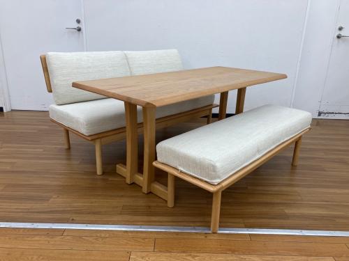 ニトリ ベンチダイニング3点セット OAKEST ホワイト×ナチュラル