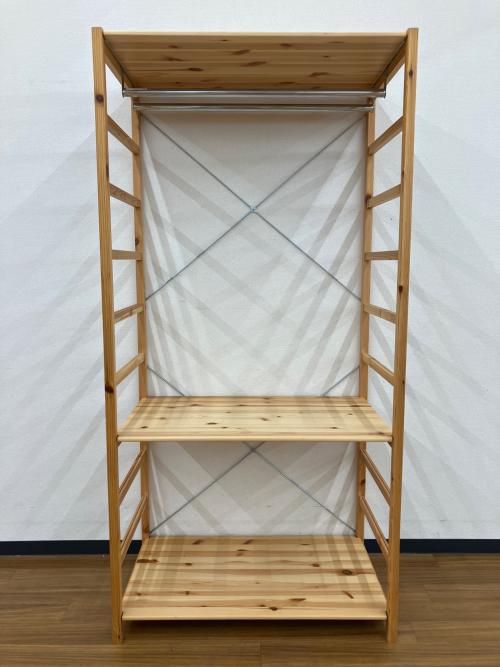 無印良品 (ムジルシリョウヒン) ユニットシェルフ ワードローブ・バー×2 幅:約86㎝ パイン材ユニットシェルフ
