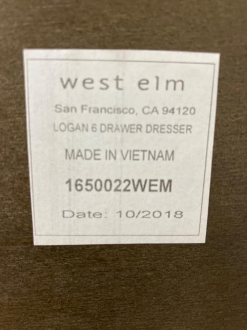 west elm (ウエストエルム) ミドルチェスト インダストリアルデザイン 幅:約148㎝  LOGAN 6 DRAWER DRESSER