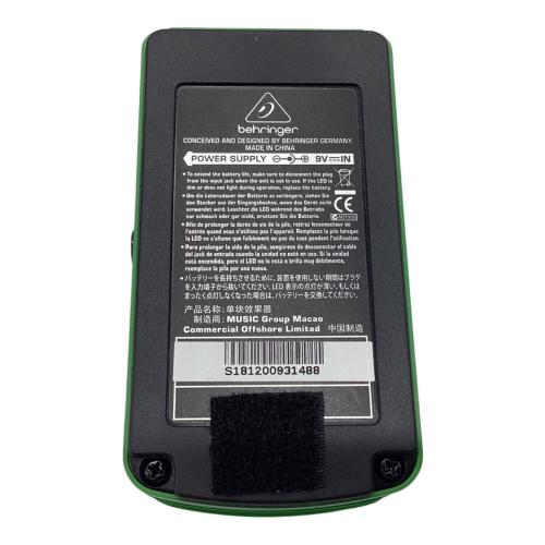 BEHRINGER (ベリンガー) オーバードライブ TO800 S/N:S181200931488 VINTAGE TUBE OVERDRIVE