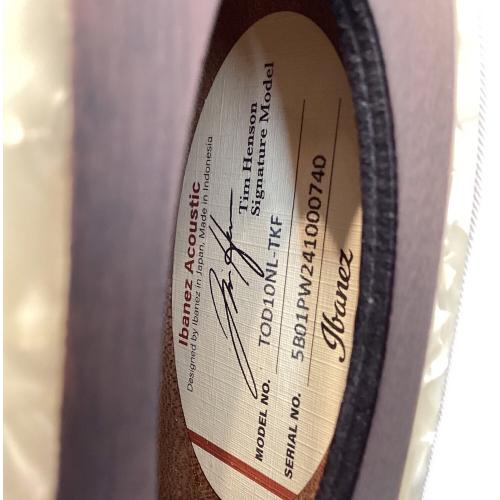 IBANEZ (アイバニーズ) Tim Henson Signature エレアコギター TOD10NL 2024年製
