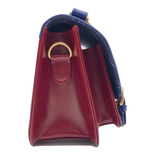 SOLWA Ib ミニレザーサッチェルバッグ ネイビー×レッド